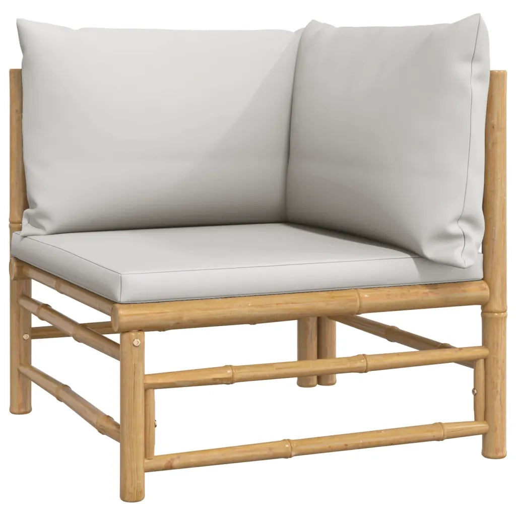 Set Salotto da Giardino 9pz con Cuscini Grigio Chiaro Bambù 3155091
