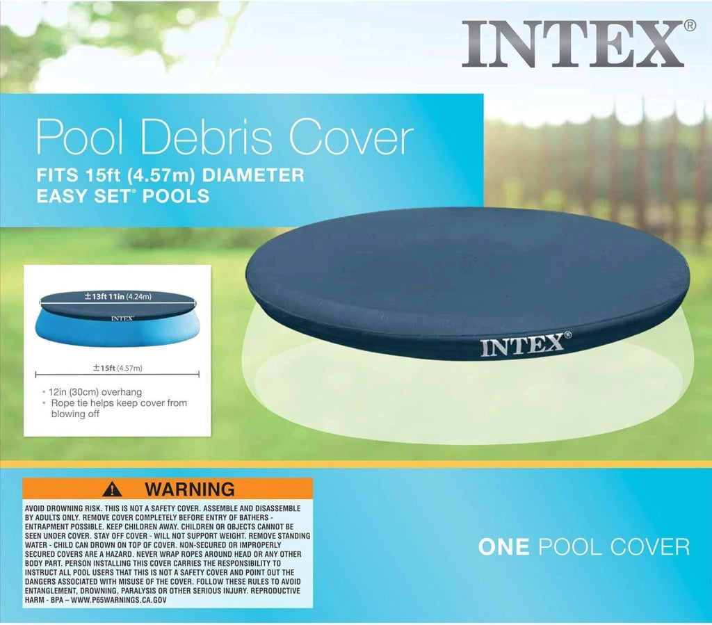 Intex 28023 Telo Copripiscina Easy Set Rotondo Diametro 457 cm PVC con Fori di Drenaggio colore Blu