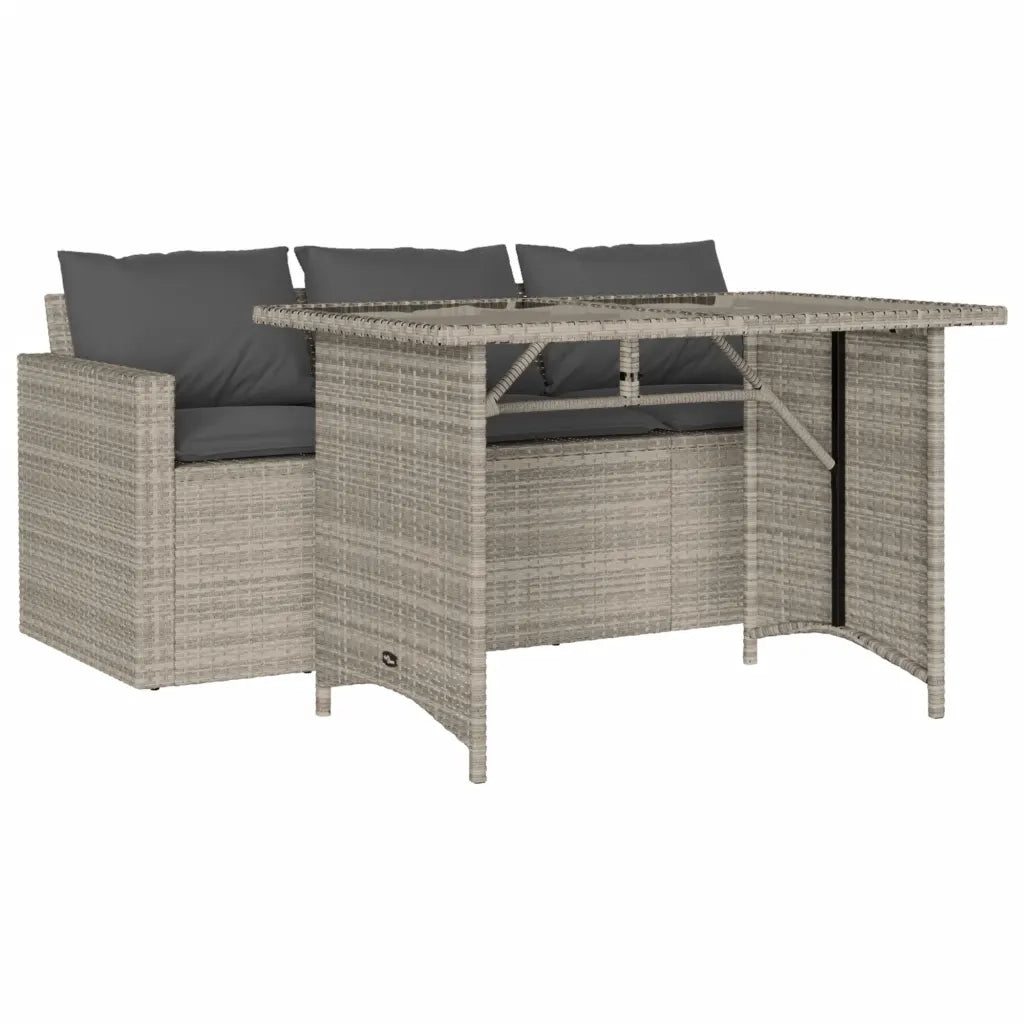 Set da Pranzo da Giardino 2 pz con Cuscini in Polyrattan Grigio 366334