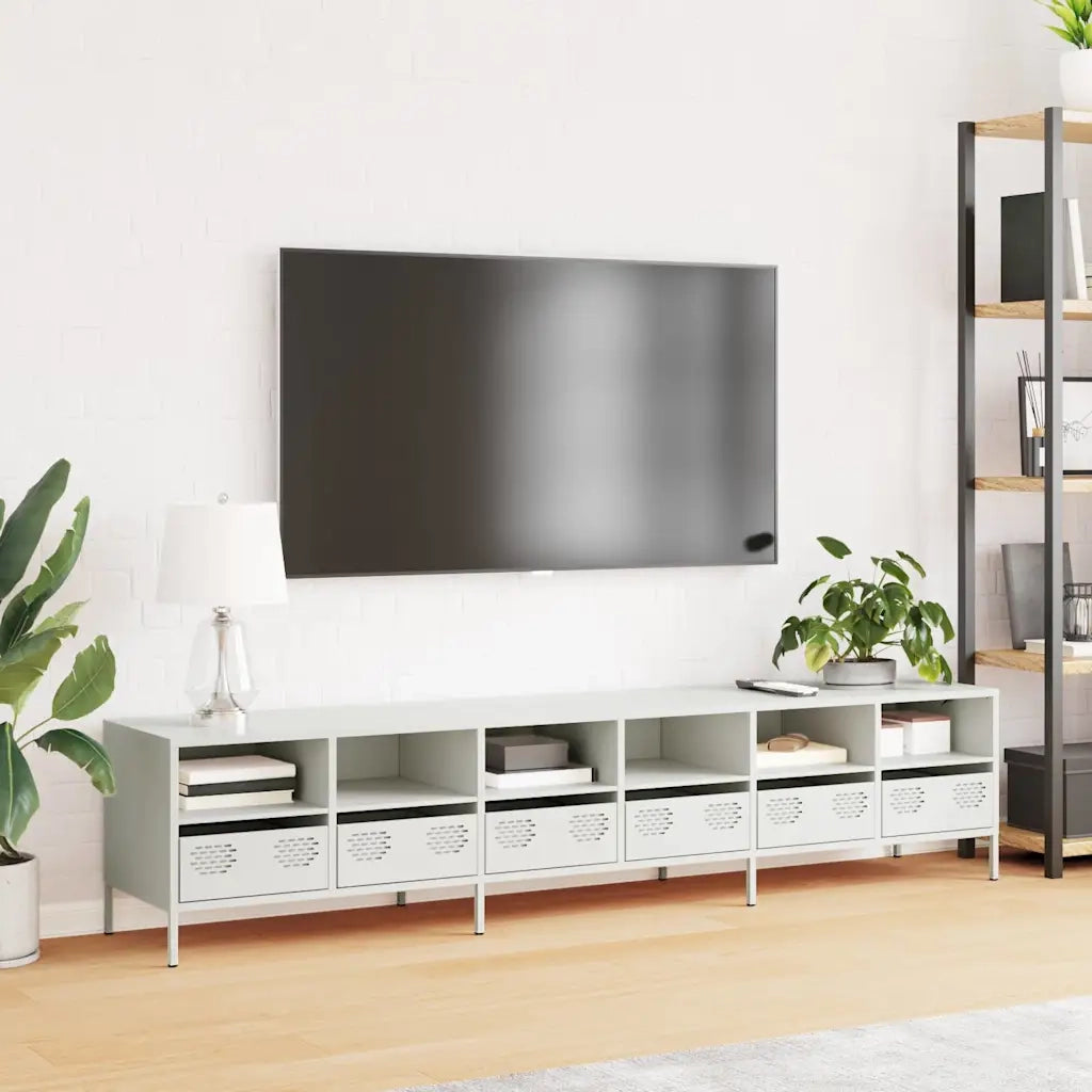Mobile TV | Armadietto TV | Mobile Porta TV Bianco 202x39x43,5 cm in Acciaio Laminato a Freddo