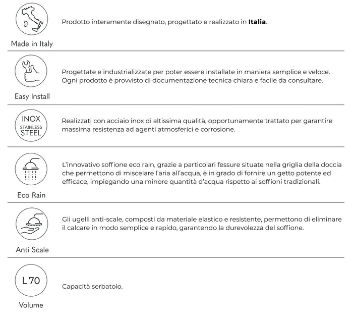 Doccia Solare da Giardino 70L Miscelatore e Lavapiedi Arno N