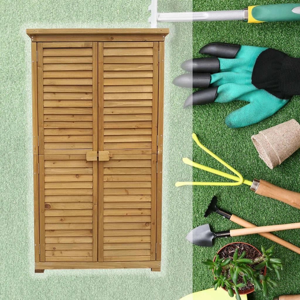 Armadio da giardino con ante battenti a persiana 870x465x1600 mm legno di abete con tetto in bitume