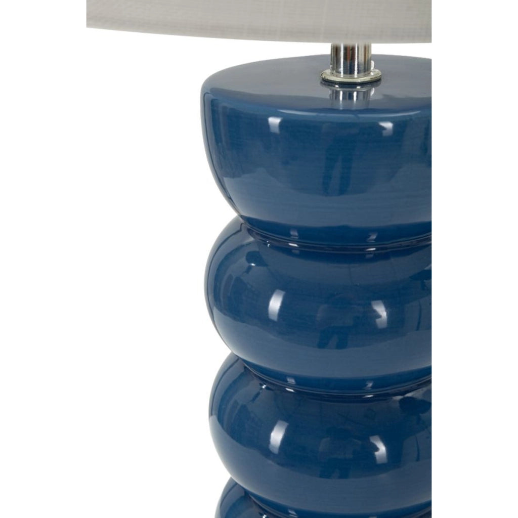 Lampada da tavolo Torr in ceramica blu lucida e tessuto