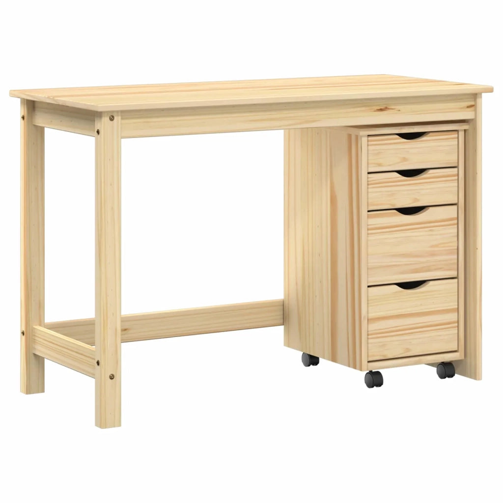 Set scrivania e mobiletto su ruote MOSS 2 pz Marrone 3438794