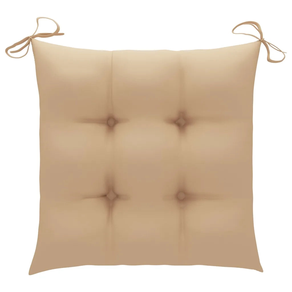 Sedie da Giardino 2 pz | Sedie da Esterno con Cuscini Beige in Teak Massello