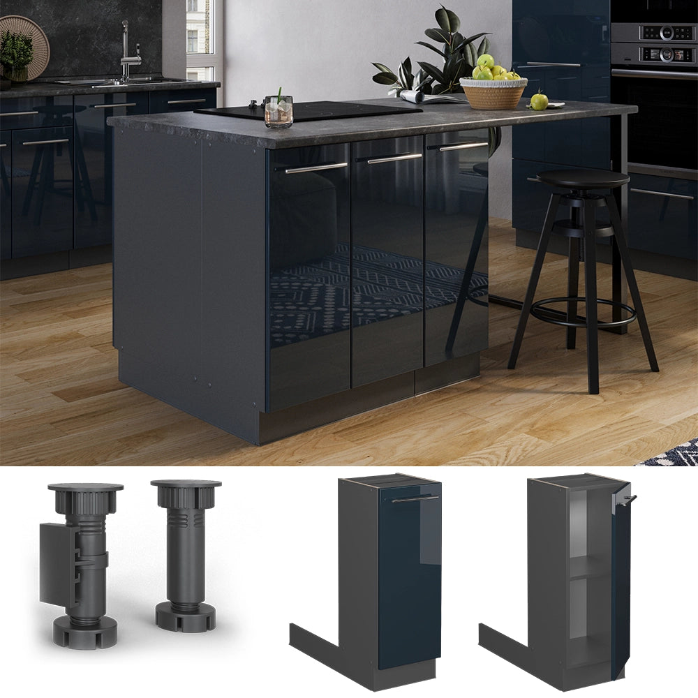 Vicco Isola cucina Blu scuro lucido 30 cm senza piano di lavoro