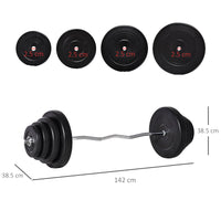 Set Bilanciere 140 cm Barra Curva in Acciaio con 8 Dischi Peso Regolabile 70 Kg