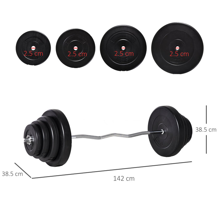 Set Bilanciere 140 cm Barra Curva in Acciaio con 8 Dischi Peso Regolabile 70 Kg