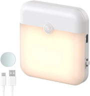 Lampada LED a LED a luce calda, con sensore di movimento e sensore di luce, ricaricabile, funzionante con batterie, per camera da letto, corridoio, armadio
