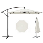 Ombrellone da Giardino 295 cm Parasole Eccentrico Inclinabile ¨C Zephmum ¨C Crema Acciaio