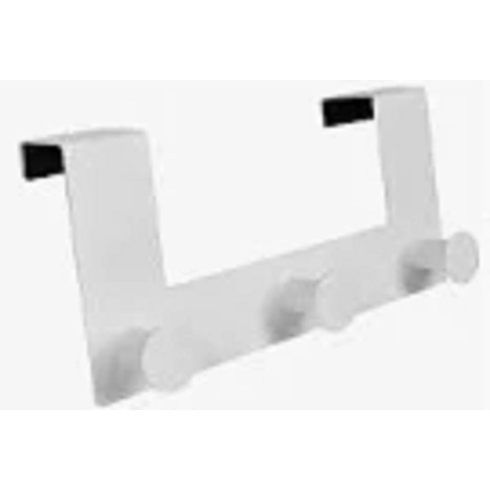 Trade Shop - Appendiabiti Da Porta Con 3 Ganci 19.5x11.5 Cm Bianco Asciugamani Vestiti 87780 -