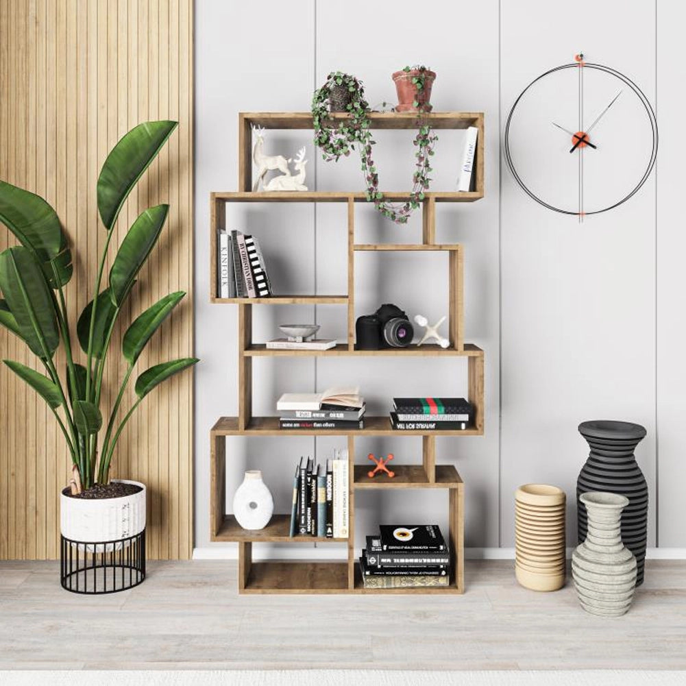 Libreria Design Moderna Scaffale 8 Ripiani 168x96x25cm Casa Ufficio Rovere