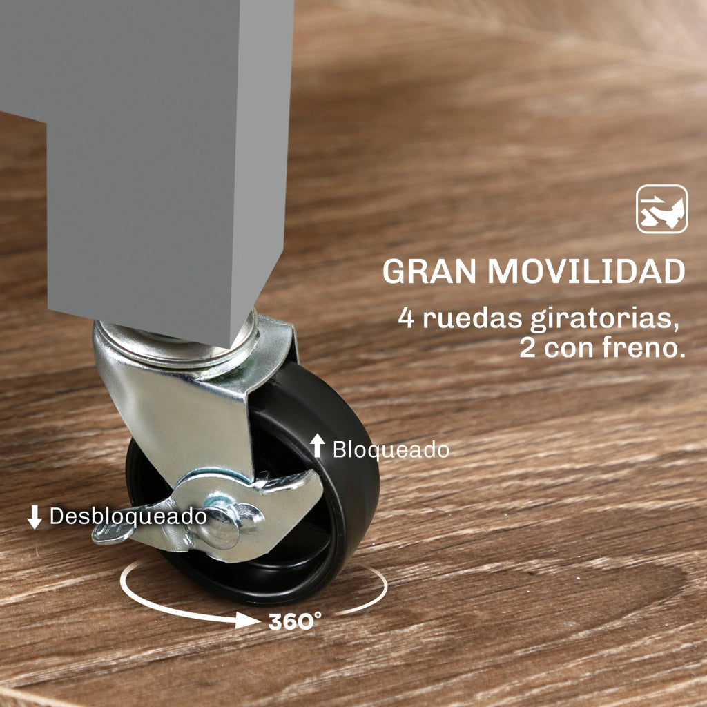 Carrello da cucina con 3 cassetti ¨C zephmum ¨C Grigio 67x37x85,5 cm