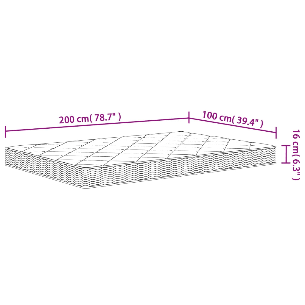 Materasso in Schiuma Mediamente Morbido 100x200 cm 373033