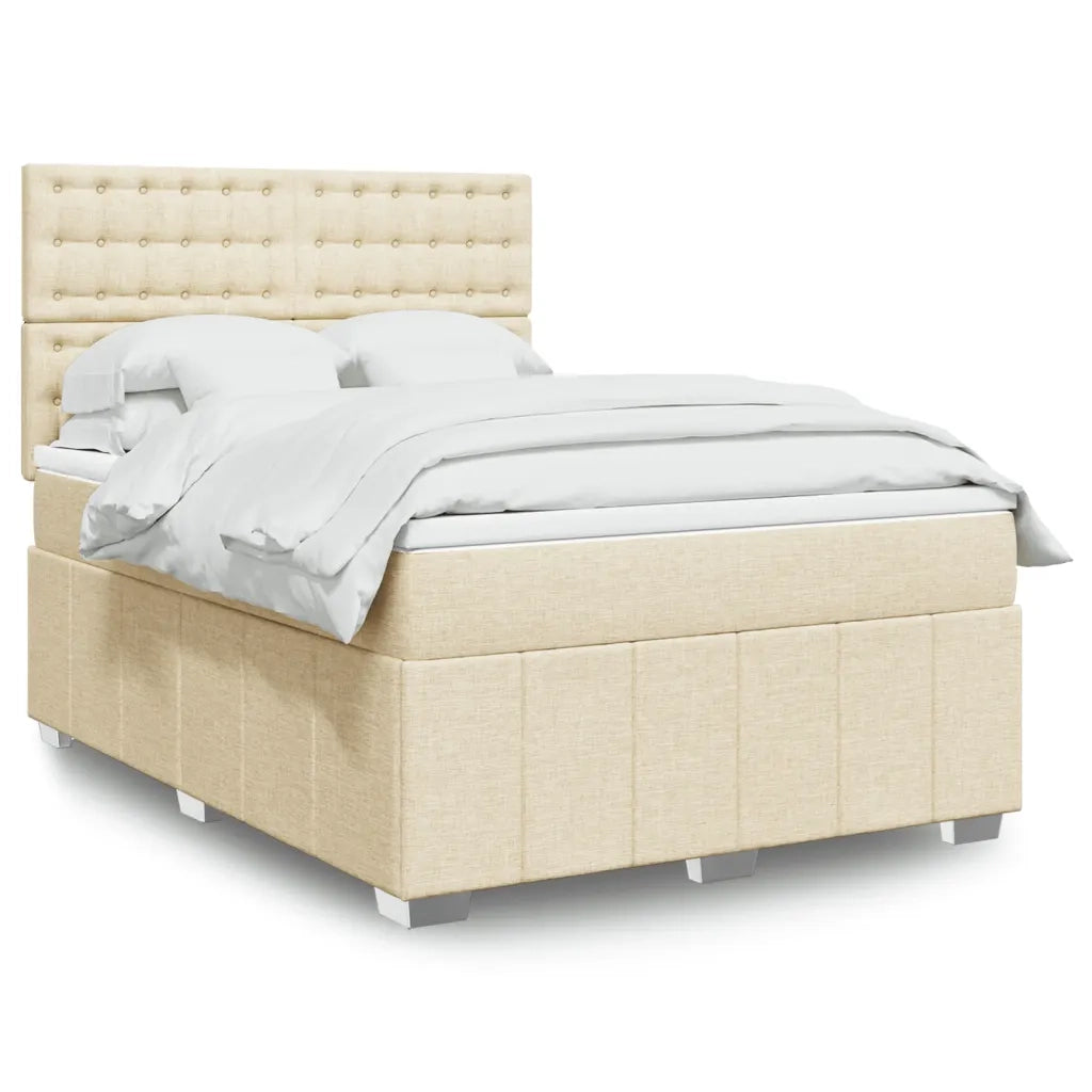 Giroletto a Molle con Materasso Crema 160x200 cm in Tessuto 3294038