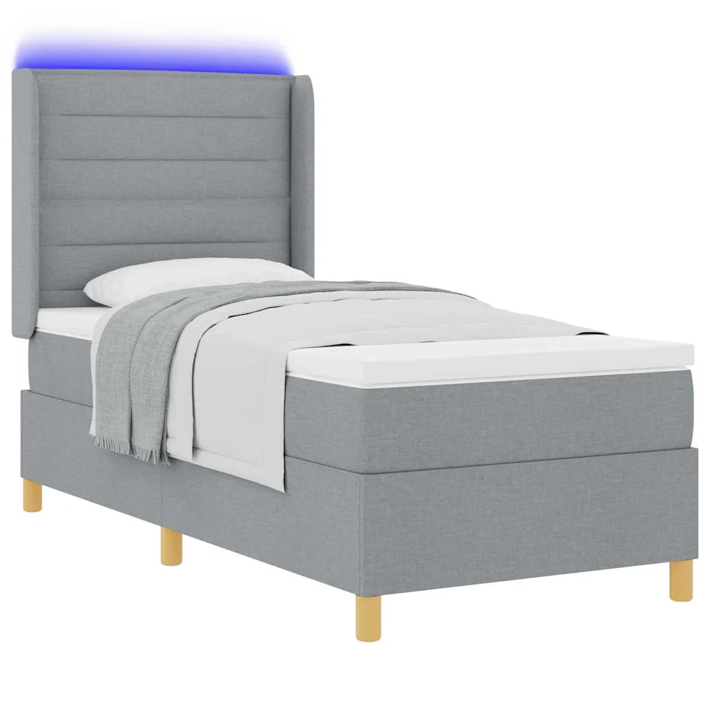 Letto a molle con testiera Grigio chiaro 100 x 200 cm Tessuto 3343616