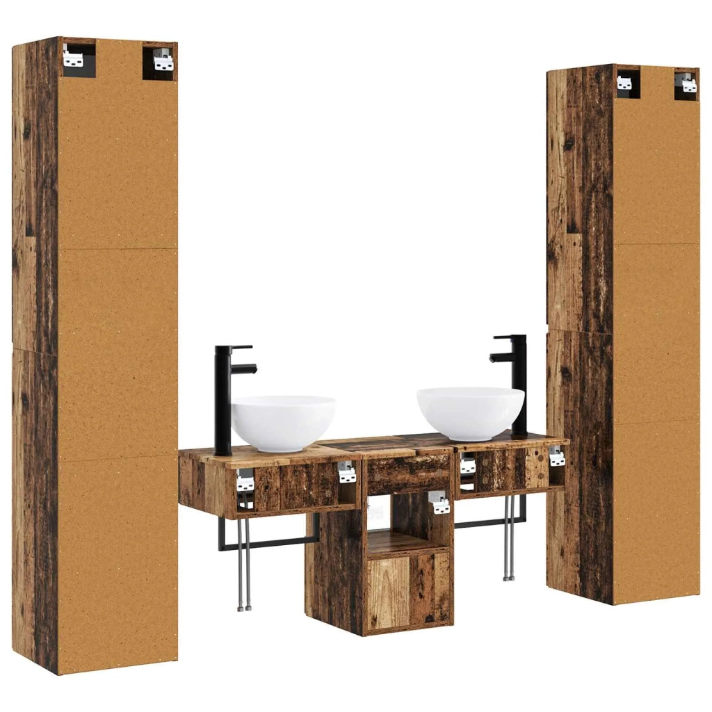 Set di mobili per il bagno 5 pz Legno antico 33 x 34,5 x 160 cm 3406011