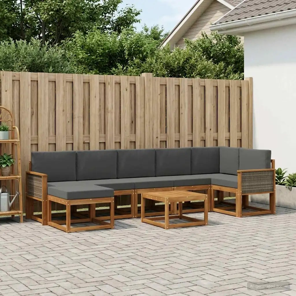 Set di divani da esterno 8 pcs Naturale e Antracite Poliestere