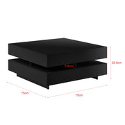 Tavolino da caffè elegante e raffinato con 4 scomparti portaoggetti 75 x 75 x 35,5 cm pannello di particelle rivestito in melamina da 15 mm nero 03_0006142