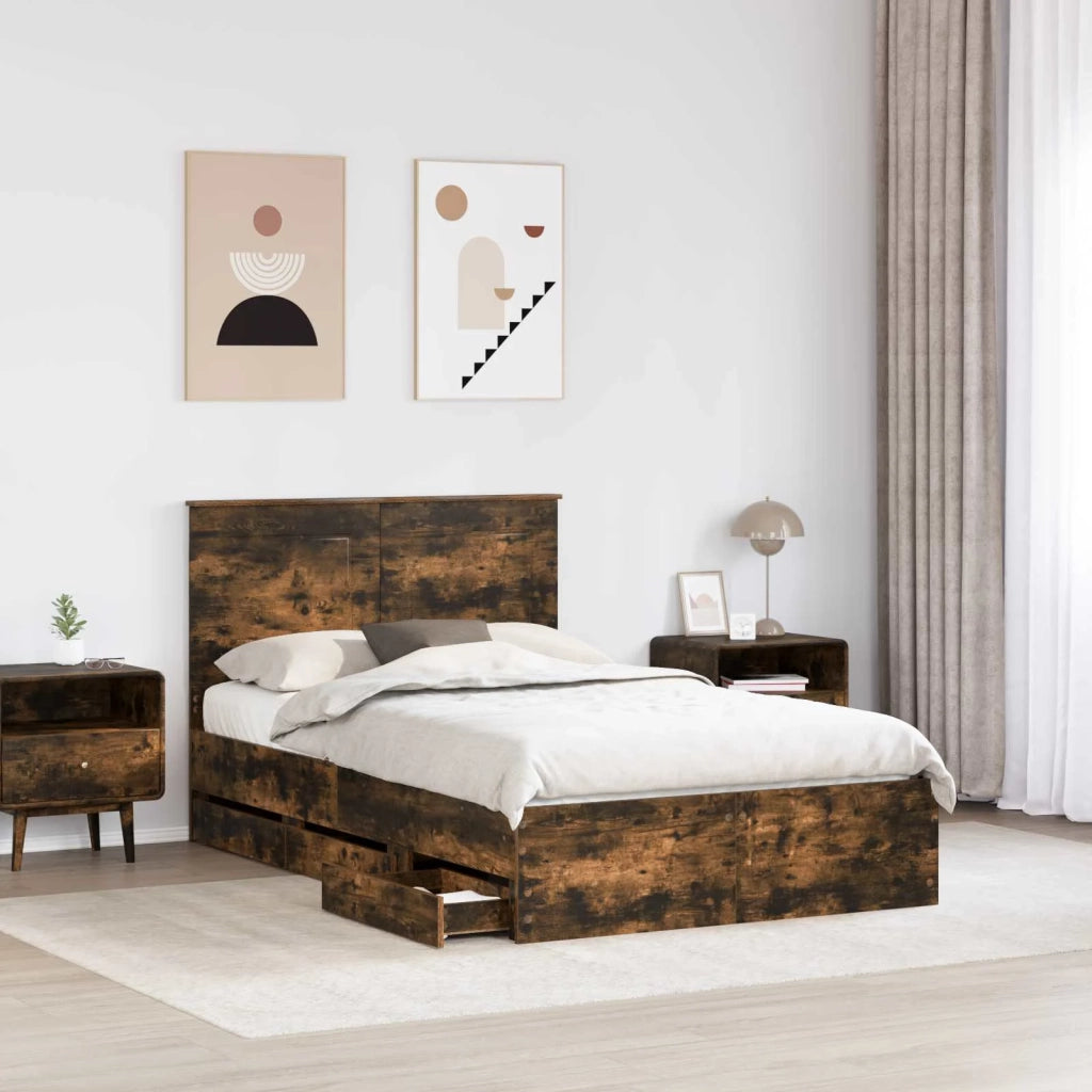 Struttura del letto con cassetto Rovere fumé 120 x 200 cm 3409486