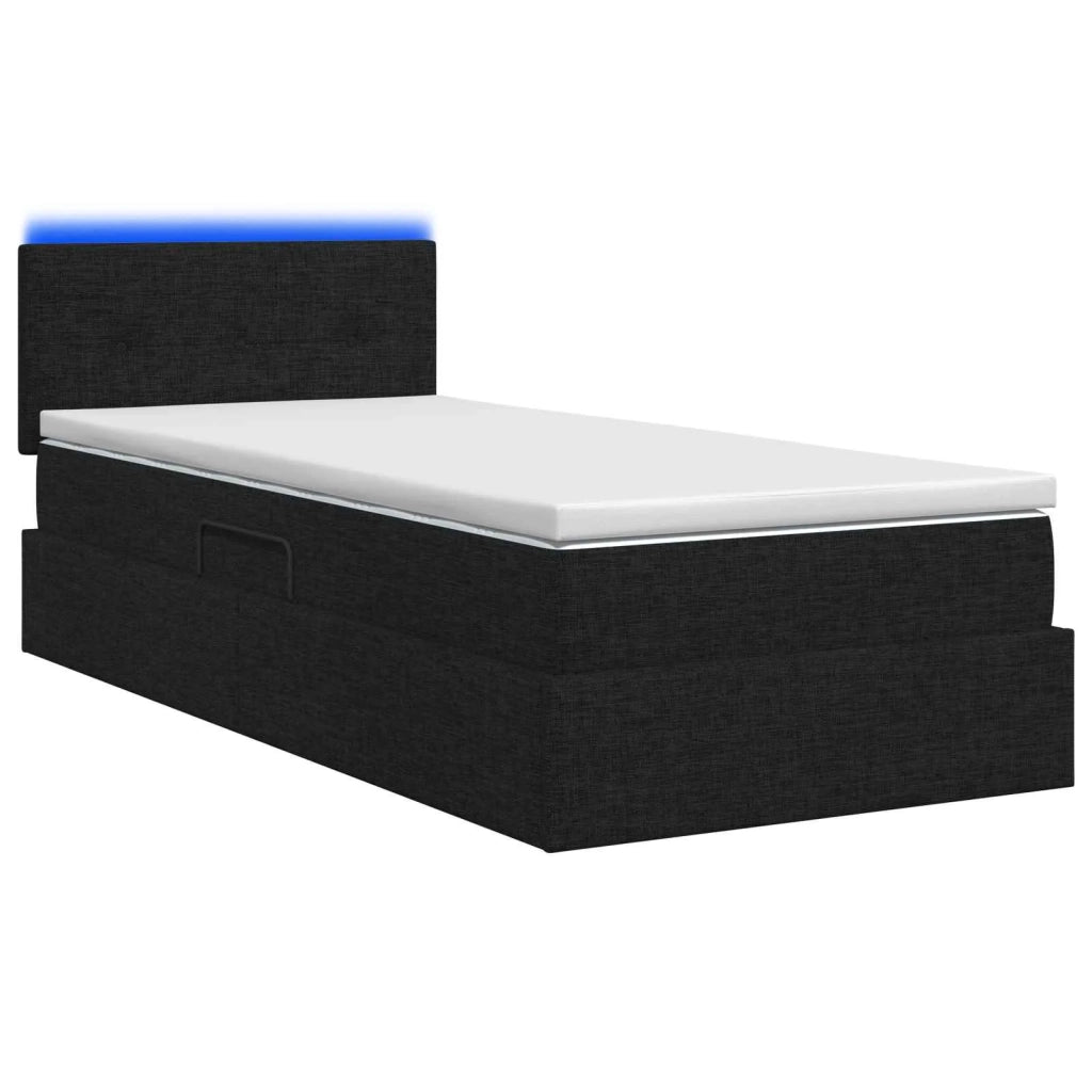 Letto con contenitore LED e materasso Nero 100 x 200 cm Tessuto 3459044
