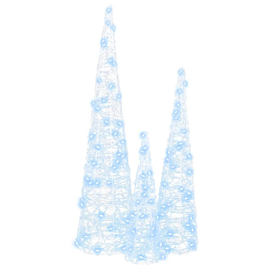 Albero di Natale 3 pcs Bianco freddo 20 x 20 x 80 cm Acrilico 42019016