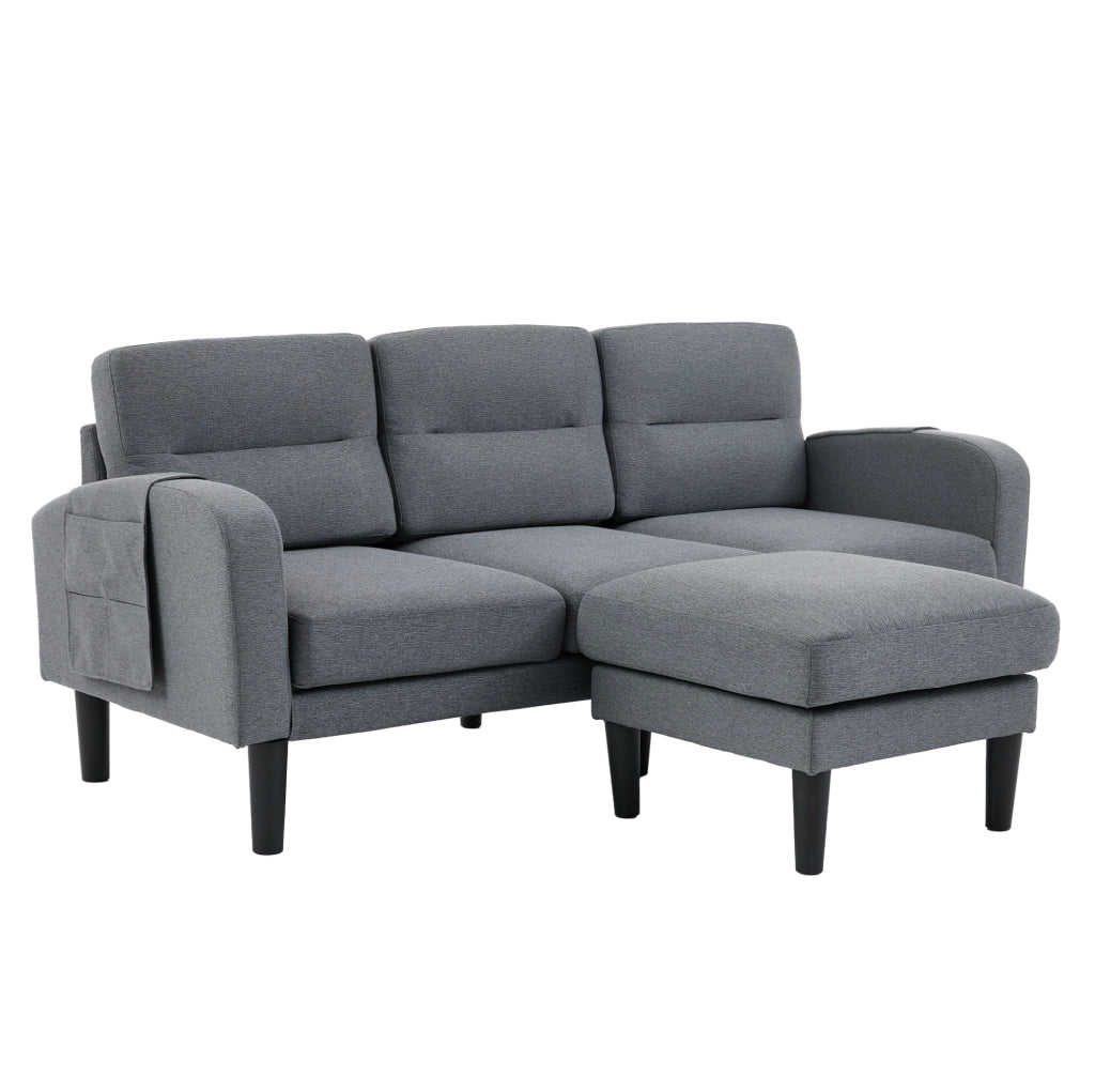 Divano angolare modulare L con chaise longue e tasche laterali