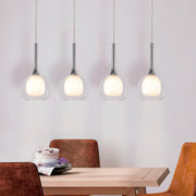 LÚZETE - LAMPADARIO A SOSPENSIONE 4 LUCI VETRO ESTERNO TRANSPARENTE INTERNO BIANCO NOLINA
