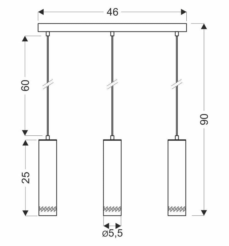 Candellux lampadario TUBO 3xGU10 25W nero/legno dimmerabile sospeso