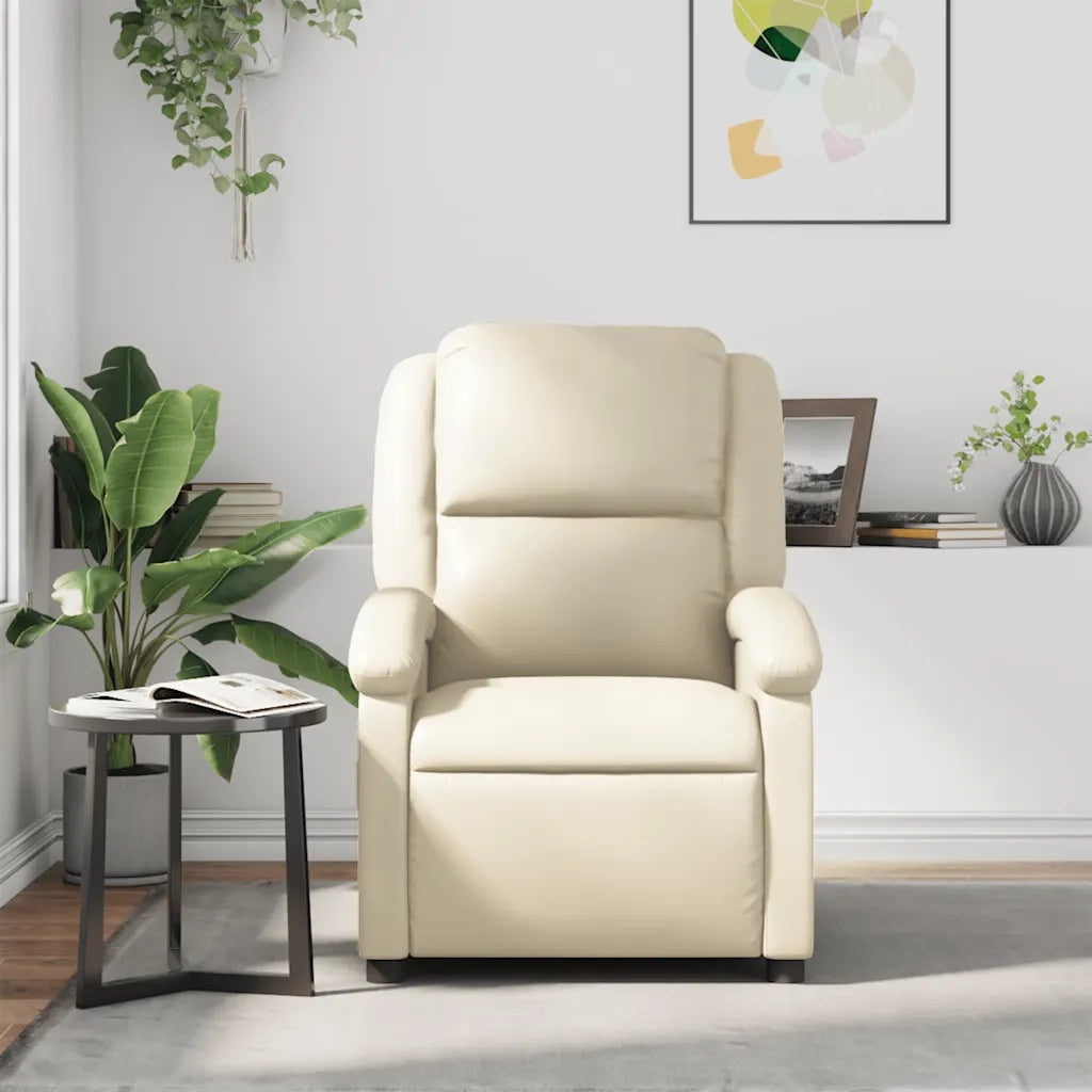 Divano Sedia-Poltrona Reclinabile Crema in Similpelle 693263