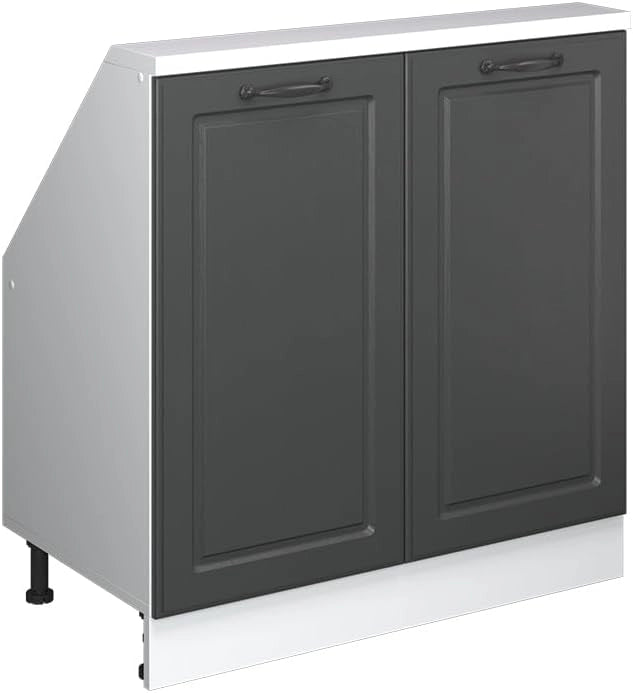Mobile sottotetto Rion, Antracite casa di campagna/bianco, con 2 porte