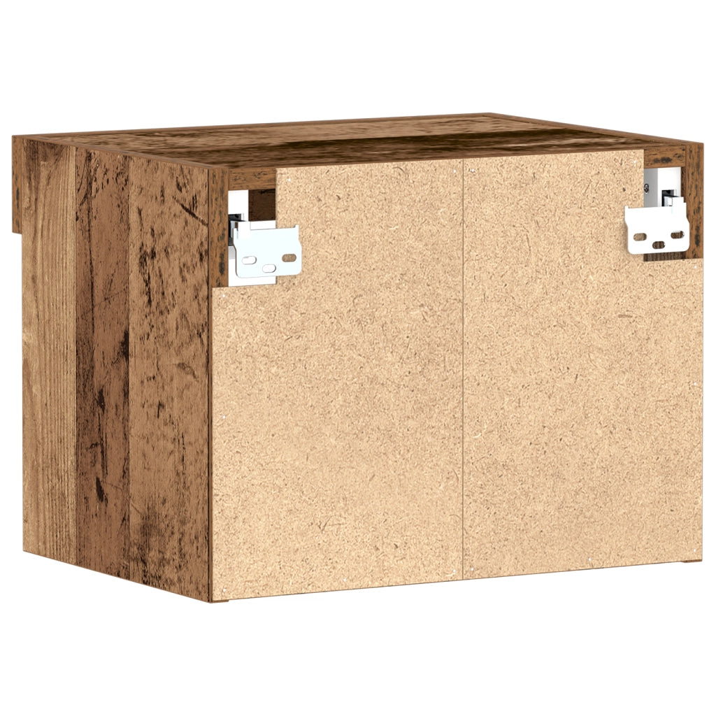 Armadio a muro  con luci LED in legno antico 40x30x30 cm