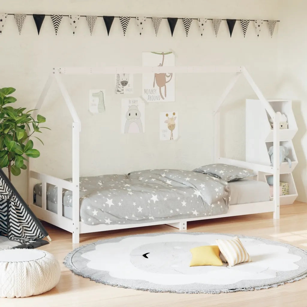 Giroletto per Bambini | Letto Infantile | Lettino Bianco 90x190cm in Legno Massello di Pino