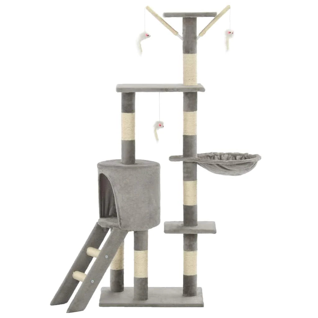 Tiragraffi albero per gatti cuccia per gatti giocattolo peluche sisal 138 cm grigio 3702036