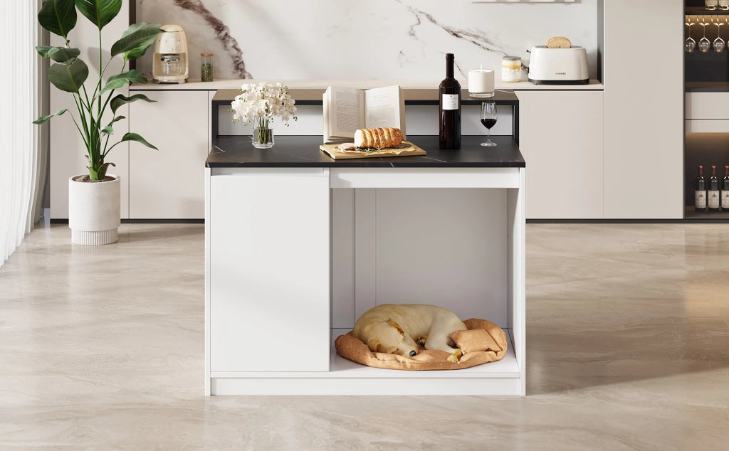 TAVOLO Cucina multifunzionale 120x80x100 cm MDF e Melammina Nero Bianco