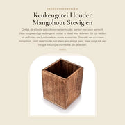 Sostegno per utensili da cucina in legno di mango - spazievitore - facile da usare - finitura elegante - ideale come regalo (12,7 cm x 12,7 cm x 15,24 cm) - supporto per cucina