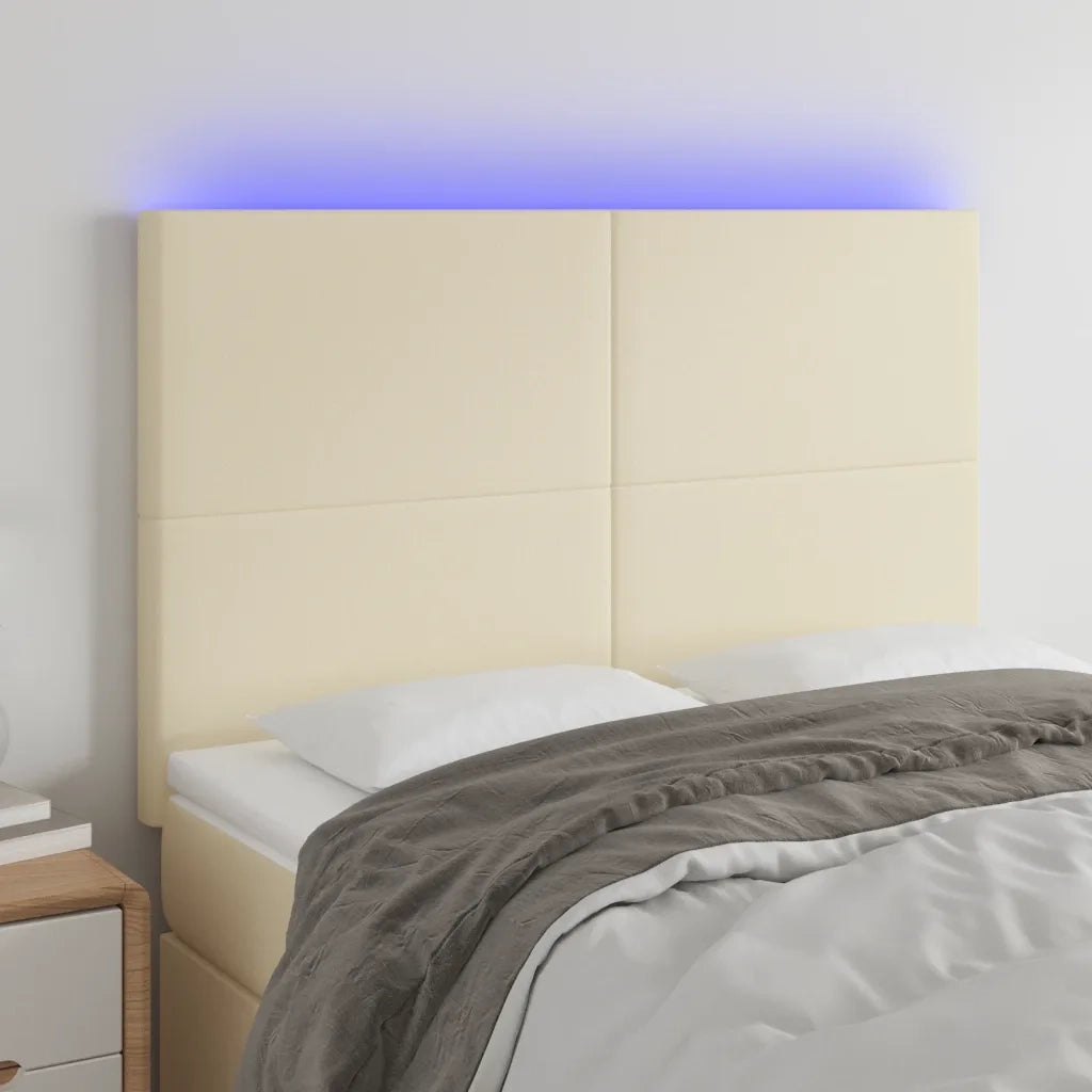 Testiera a LED Crema 144x5x118/128 cm in Similpelle cod mxl 50315