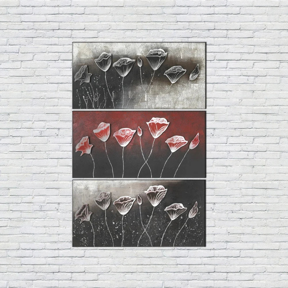 Olio su tela da parete poppy 70x140 cm design moderno | Duzzle