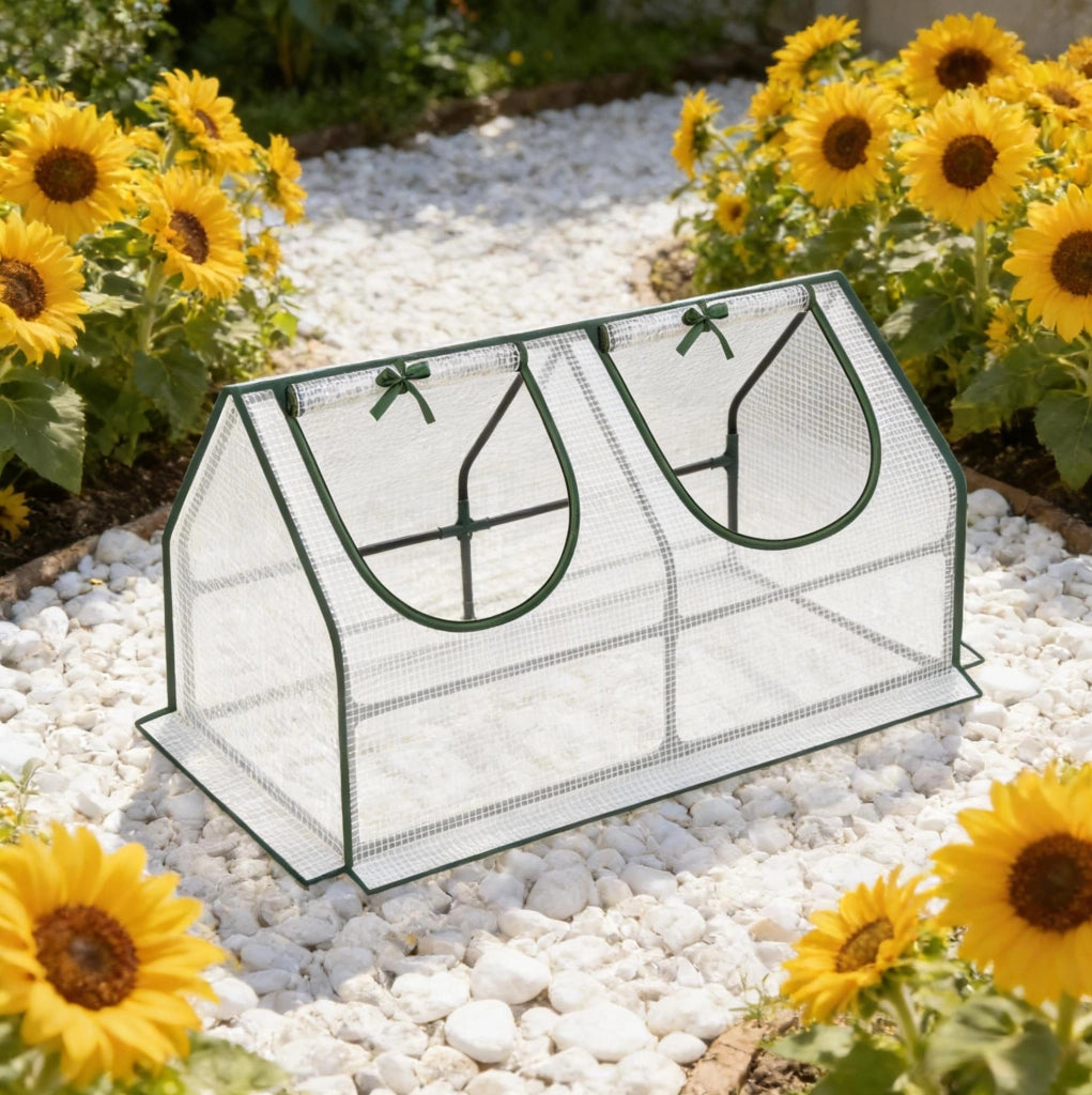 Serra da Giardino Piccola in Acciaio con Telo PE 120x60x60 cm, Bianca, per Balcone e Terrazza