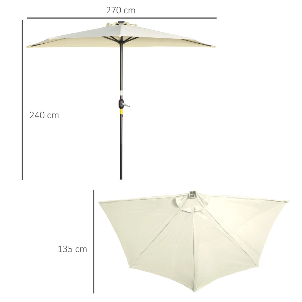 Ombrellone da giardino semicircolare con pannello solare e LED ¨C zephmum ¨C beige 270x135x240 cm