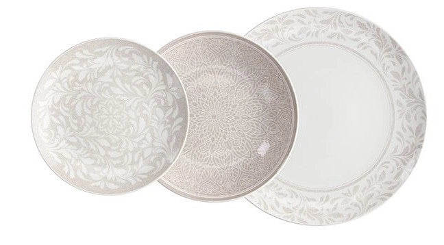 Servizio di Piatti da Tavola in Ceramica Celine Beige 18 Pezzi Tognana
