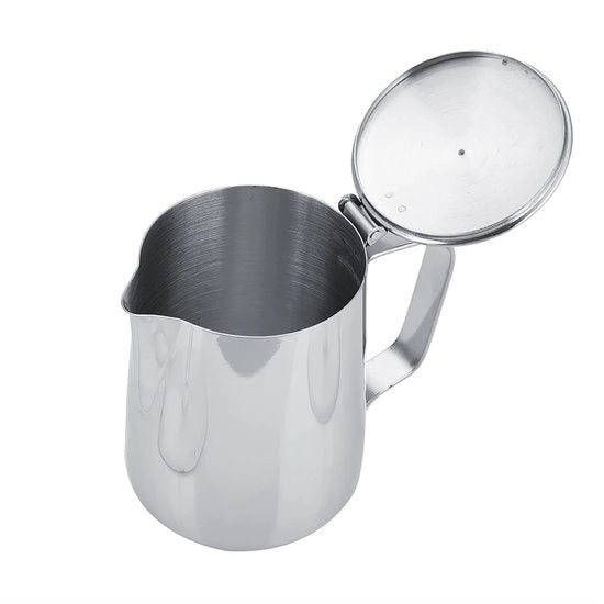 Melkkan 350ML in Acciaio Inossidabile - Melkopschuimer - Copertura - Maniglia Ergonomica - Design Senza Gocciolamento - Schuimkan