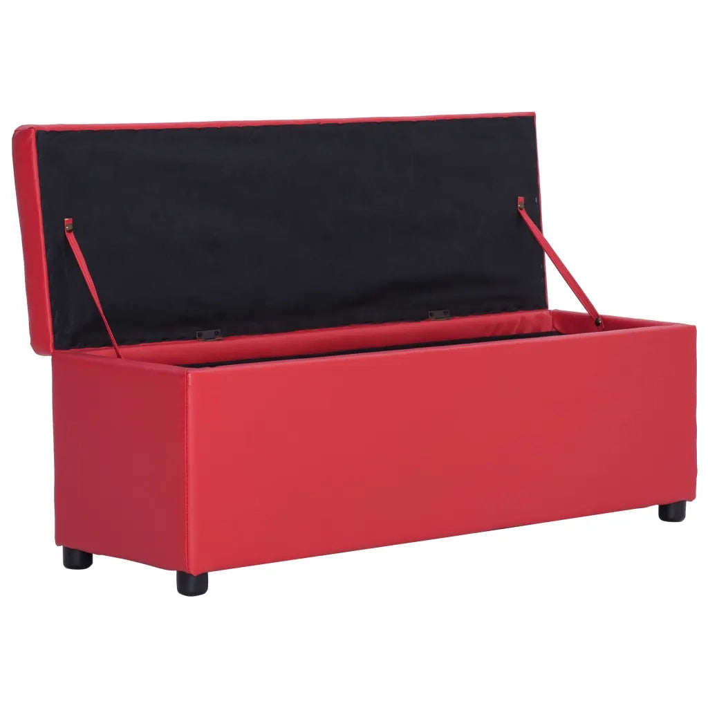 Panca con Vano Portaoggetti 116 cm Rosso in Similpelle 281314