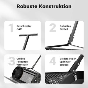 Rullo spargiterriccio e spandicompost 75 l, 110x64x40 cm, gabbia a rete