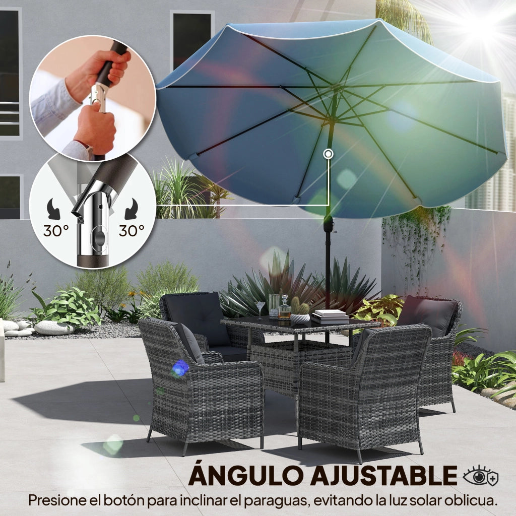 Ombrellone da Giardino ¨C zephmum ¨C 3 Posizioni Regolabili, ?270 cm, Azzurro