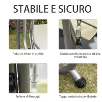 Dondolo Letto da Giardino 3 Posti con Tetto Regolabile e 2 Portabicchieri, 200x120x164 cm, Crema