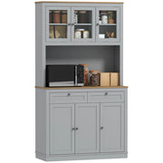 Armadio da Cucina con Ante in Vetro ¨C Zephmum ¨C Grigio 100x40x180 cm