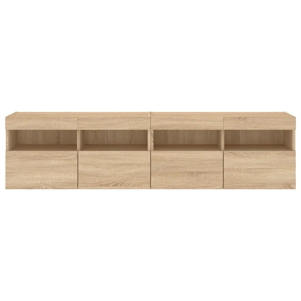 Mobili TV a Parete con Luci LED 2 pz-Credenza per TV sospesa Rovere Sonoma 80x30x40 cm