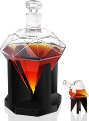 Decantatore in vetro con forma a diamante - 1000ml - Ideale per whisky - Incluso stopper a chiusura ermetica