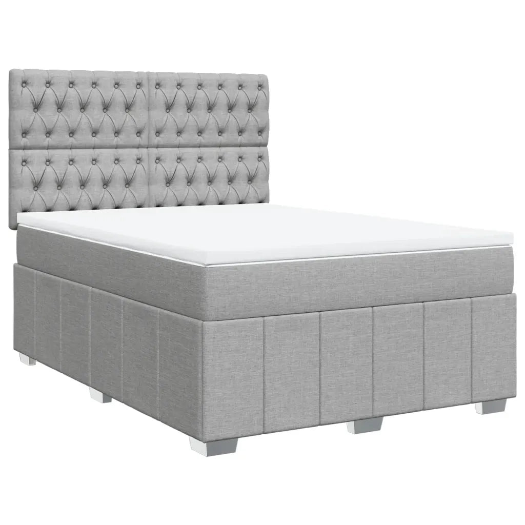 Giroletto a Molle con Materasso Grigio Chiaro 140x190cm Tessuto